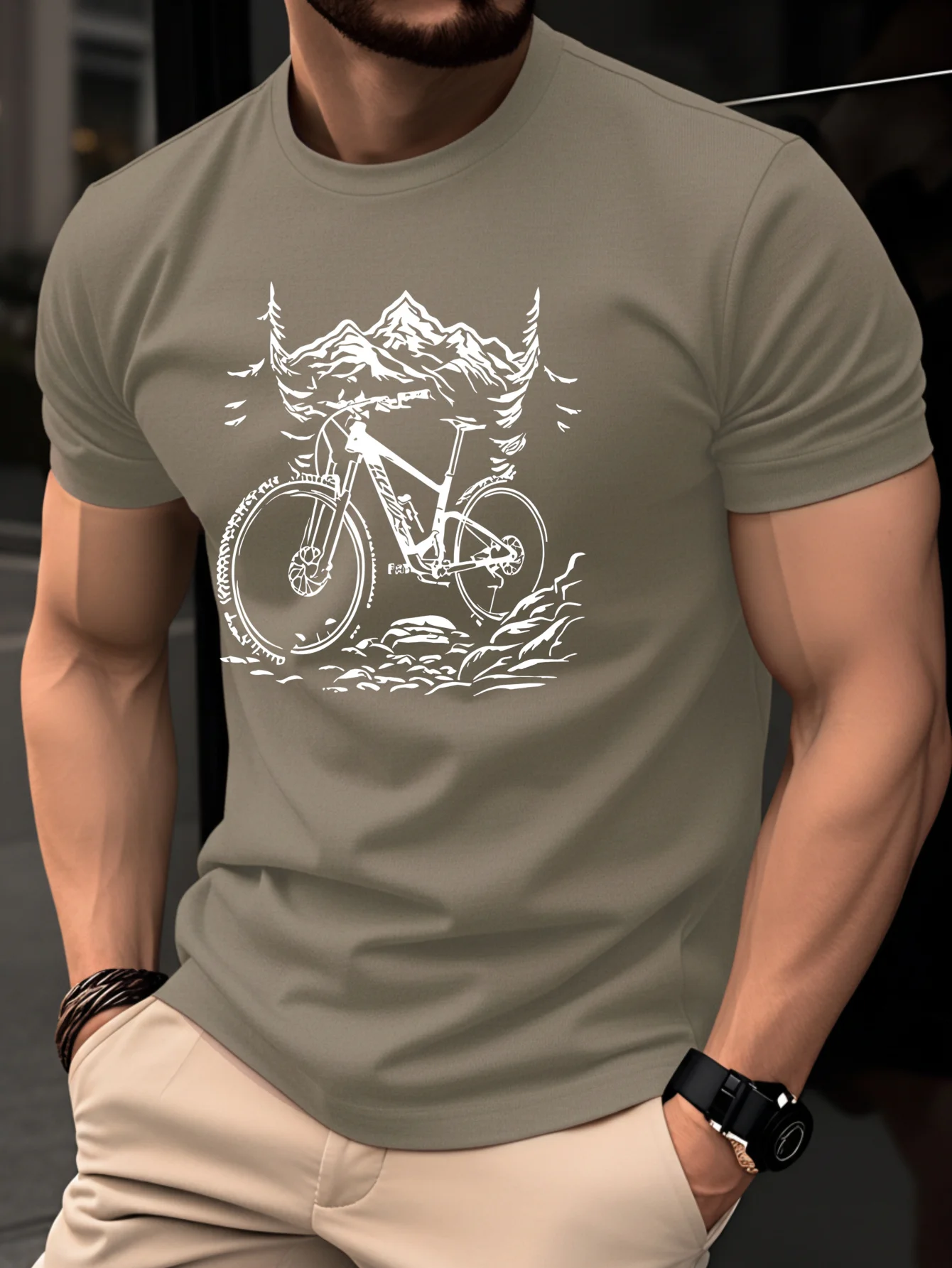 Mountain Biking Holidays - 100% katoenen heren-T-shirt met mountainbike- en