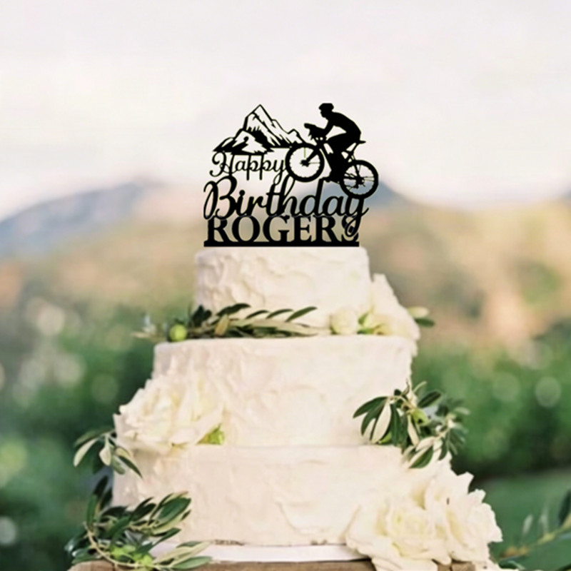 Mountain Biking Events - Gepersonaliseerde mountainbike-caketopper Sportthema gelukkige verjaardag Caketopper